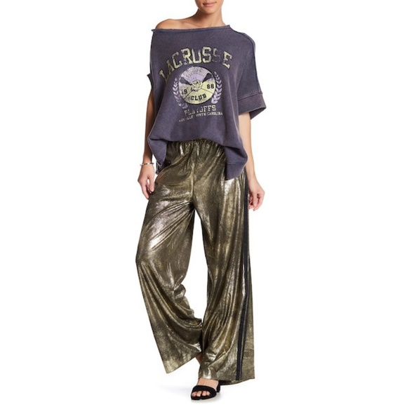 Free People Pants - Free People Vegan Leather Gold Track Pants - M